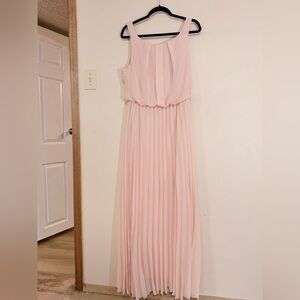 B. Darlin Blush Pleated Maxi Dress | Size 13/14